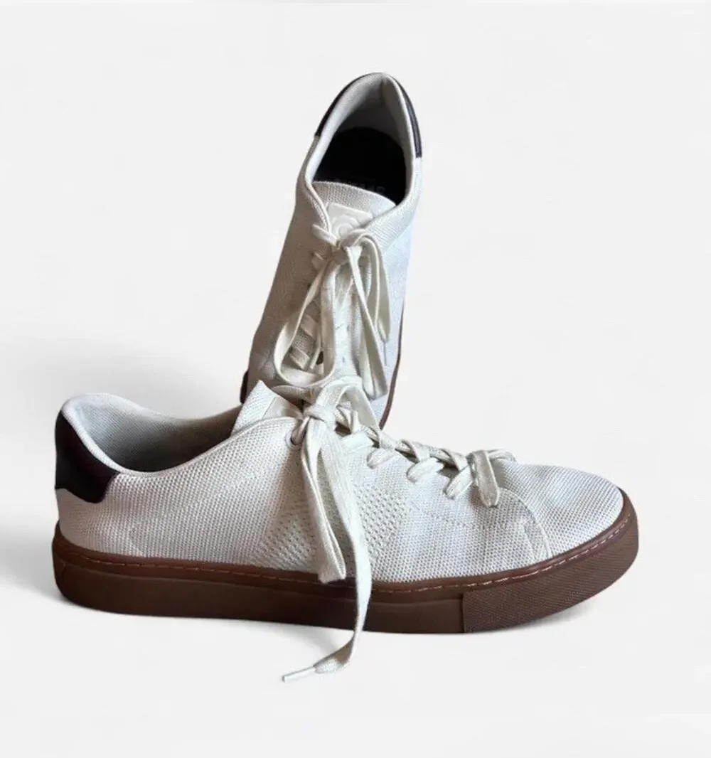 Greats Men's White Low Top Lace-Up Sneakers with Gum Rubber Sole Casual Mens 11